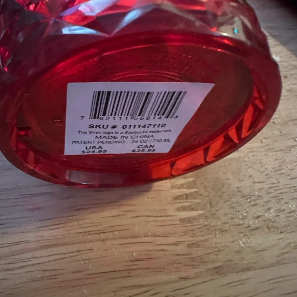 Starbucks Vibrant Red Glass Tumbler